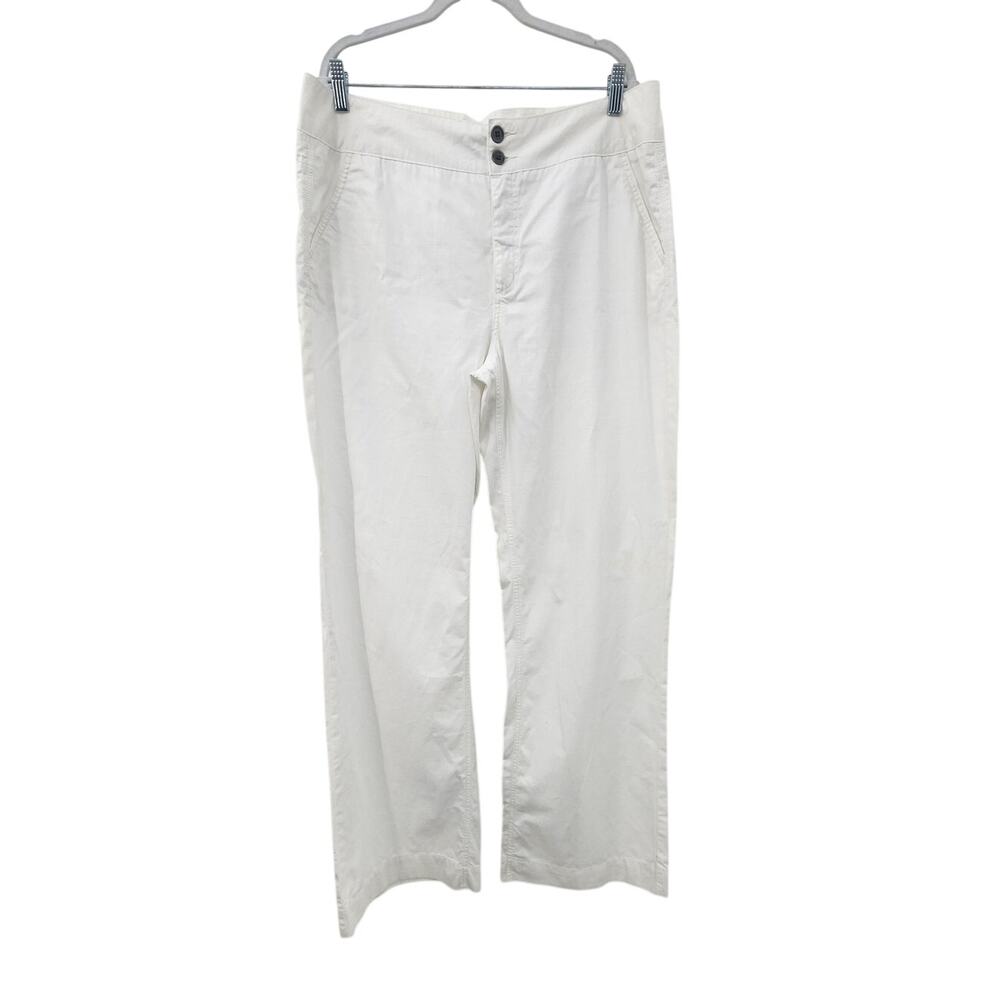 Long Tall Sally White Wide Textured Cotton Wide Leg Pants Women's Size 14 Tall